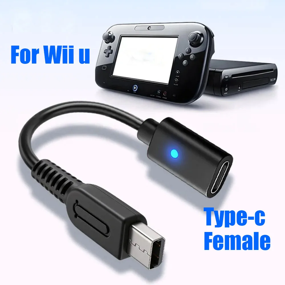 USB Type-C 충전 케이블 USB-C 암형 - Wii U 전원 공급 와이어(LED 표시등 포함) Wii U 콘솔 게임 컨트롤러용