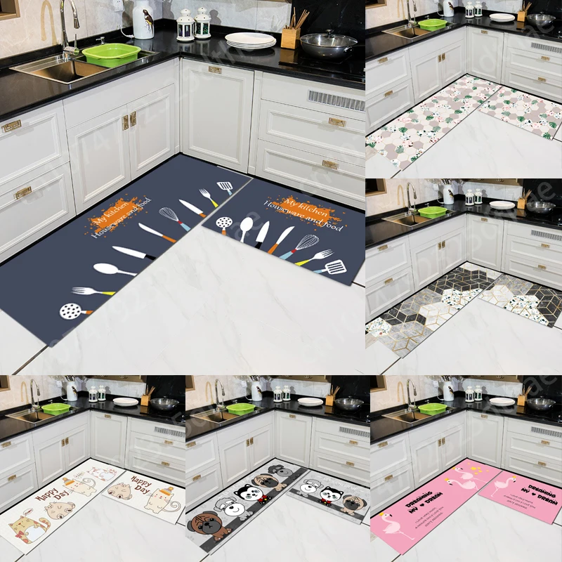 

Cartoon Tableware Pattern Kitchen Rug Home Decoration Accessories Doorway Mat Bedroom Decor Bedside Area Mats Bathroom Rugs