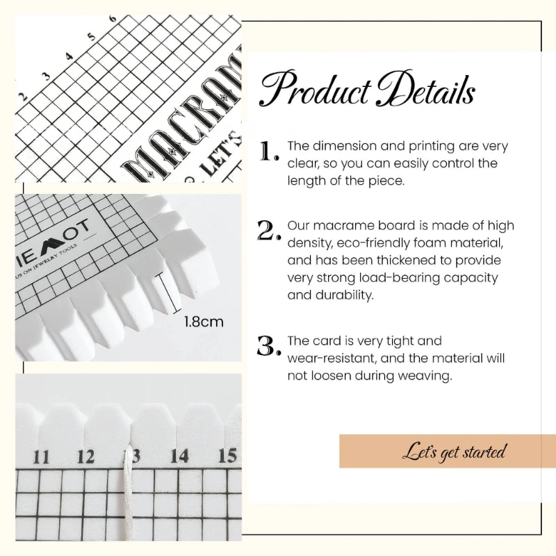 Knitting Board Knitting Supplies Knitting Material Macrames Board Grided Mat 8x11'' For Braiding Jewelry Making Hand Kniting Project