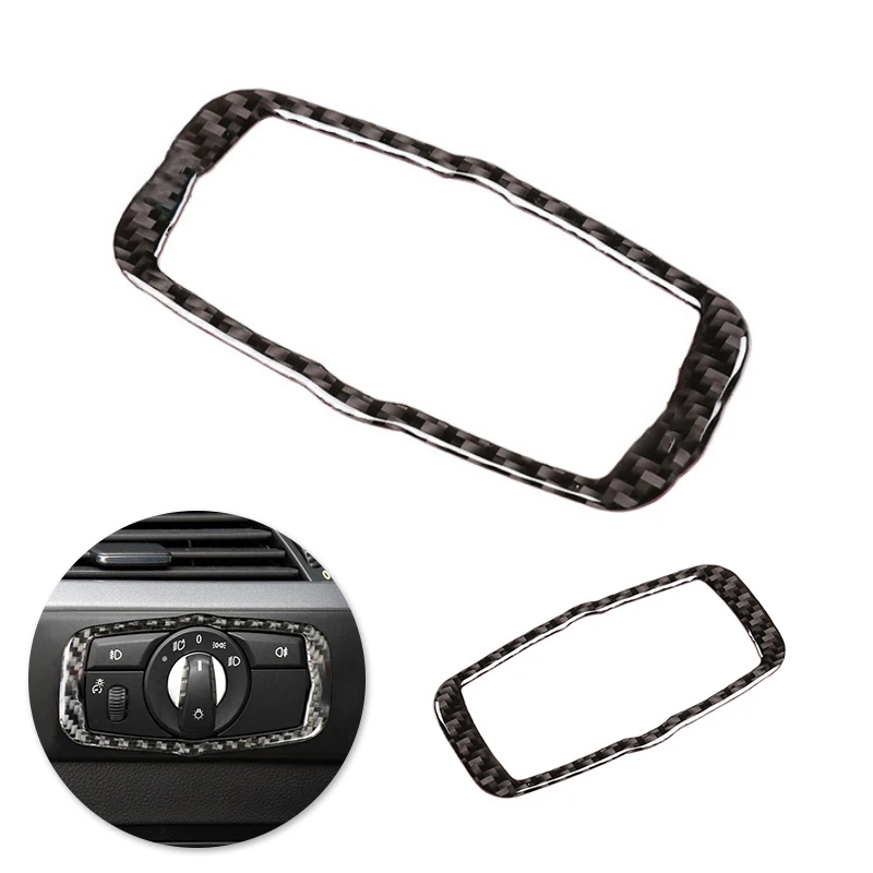 

For BMW 5 Series E60 E61 2004 2005 2006 2007 2008 2009 2010 Carbon Fiber Car Interior Headlight Switch Frame Cover Trim