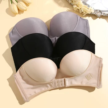 Front Closure Bras For Women Push Up Strapless Bra Seamless Brassiere Soft Underwear Female Sexy Invisible Lingerie Intimate 1