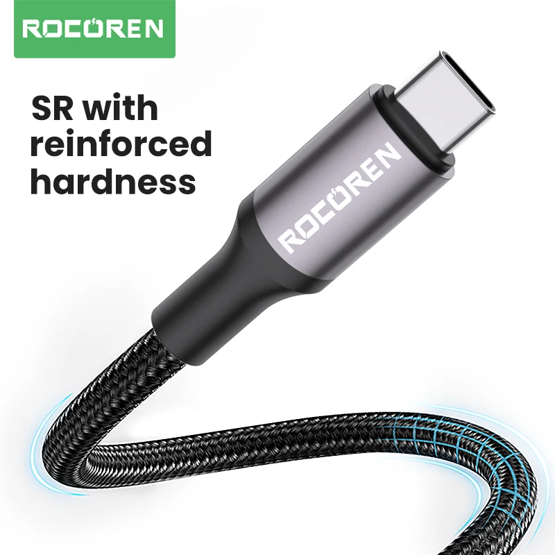 Rocoren usb tipo c cabo 3a cabo de fio de carregamento rápido para xiaomi poco f4 f3 realme samsung huawei dados do telefone móvel cabo usb 3m