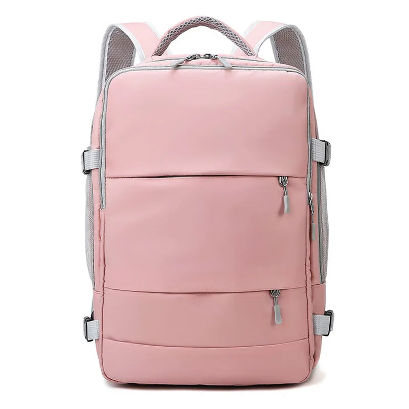 Pink Women Travel Backpack Anti-Theft Water Repellent Stylish Casual Daypack Bag with Luggage Strap & USB Charging Port Backpack