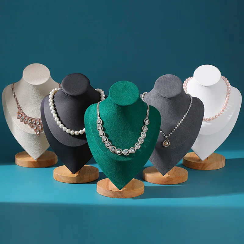 Jewelry Display Bust Solid Wood Necklace Stand for Show Jewelry Showcase Display Holder