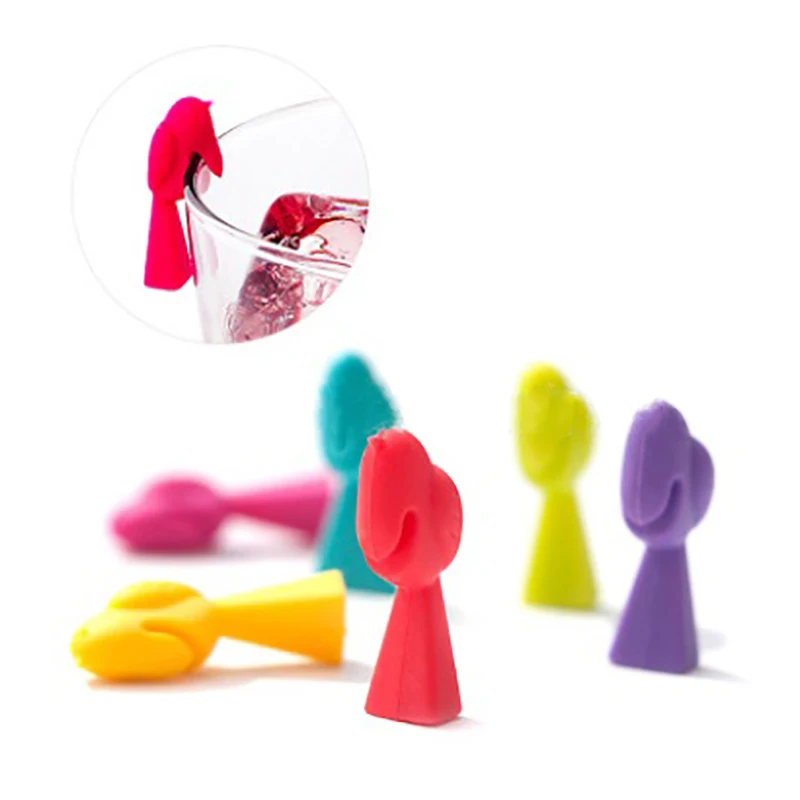 6pcs Silicone bird wine glass recognizer party marker