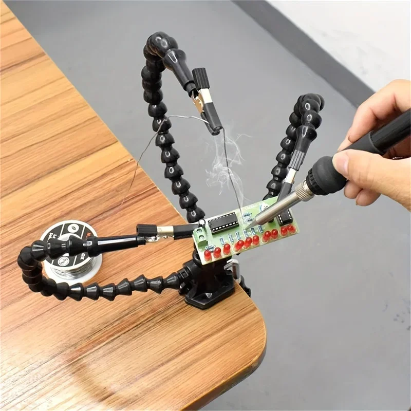 Soldering Station 3Pcs Flexible Arms Soldering Iron Holder Third Helping Hand Tool Pcb Welding Repair Welding Tools soldering station soldering tool soldering helping hands welding tool