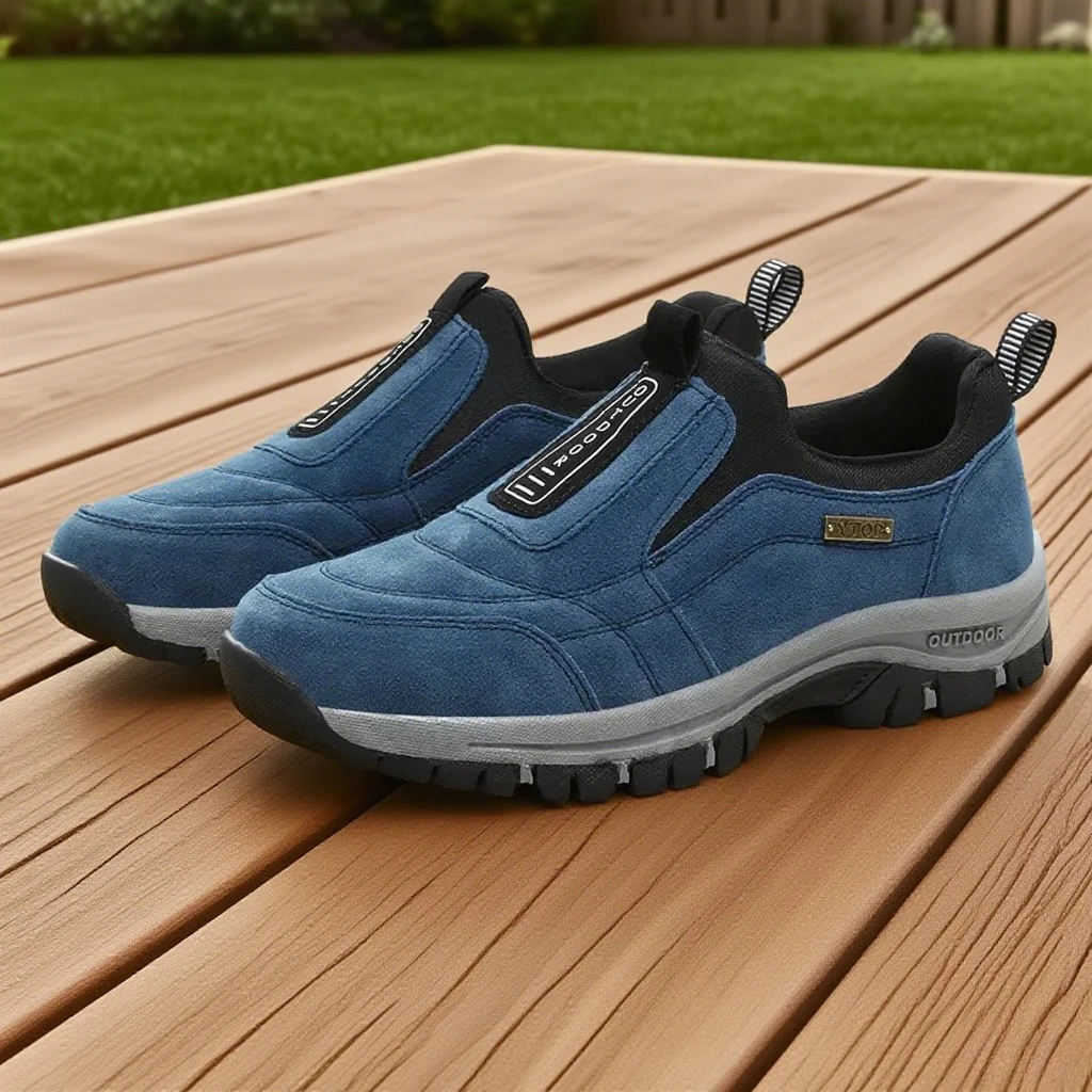 Outdoor Hiking Shoes Men Winter Slip on Casual Breathable Suede Leather Anti-skid Walking Footwear