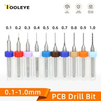 TOOLEYE 10 pièces 0.1-1.0mm PCB foret Micro foret en carbure carte de Circuit imprimé modélisation du bois Mini CNC ensemble de forets en métal 1