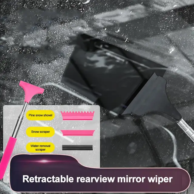 Extendable Car Rearview Mirror Wiper Telescopic Car Mirror Wiper Long Handle Car Cleaning Tool Rearview Mirror Glass Defogger