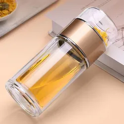 Premium Double - Layer Glass Tea Infuser Bottle - 500ml - 420ML (Champagne-)