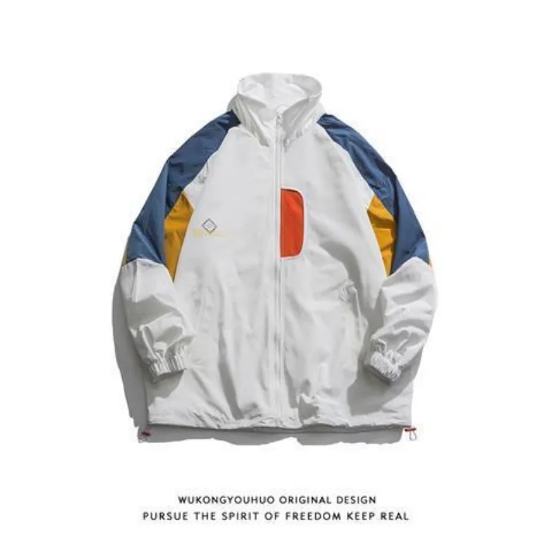 Color Matching Overalls Men's Fashion Brand Loose Street Couple Casual Shell Jacket Jacket bomber jacket men  korean fashion