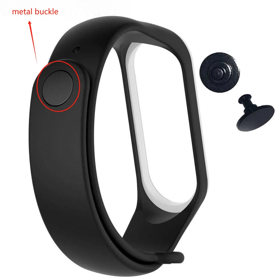 Metal Buckle Metal Buckle For Mi Band Strap 7 6 5 4 3 Button For Xiaomi Bracelet 6 7 8 Smart Watch Accessories