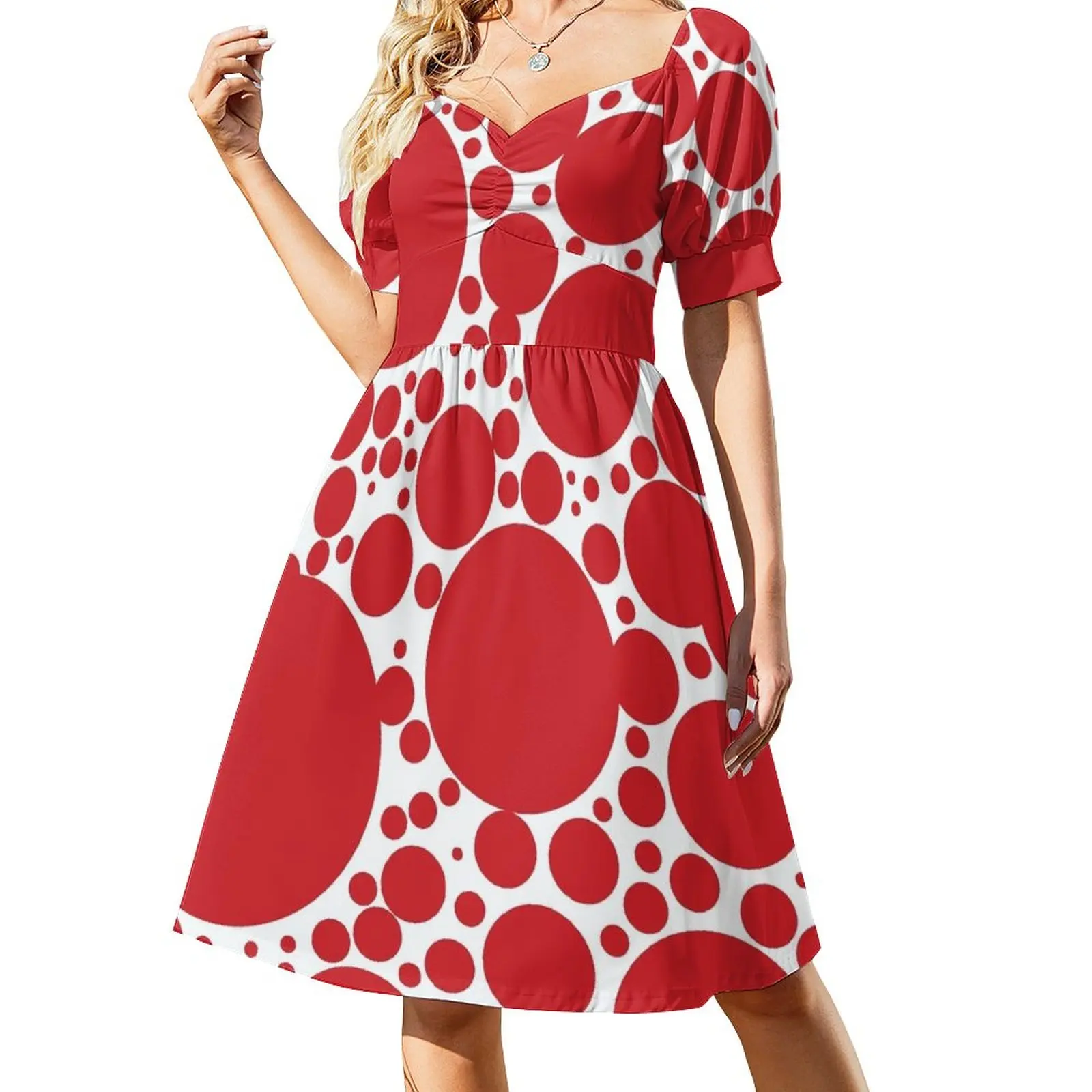 

Red Dots Pattern Sleeveless Dress chic and elegant evening dress dresses korean style birthday dress for women