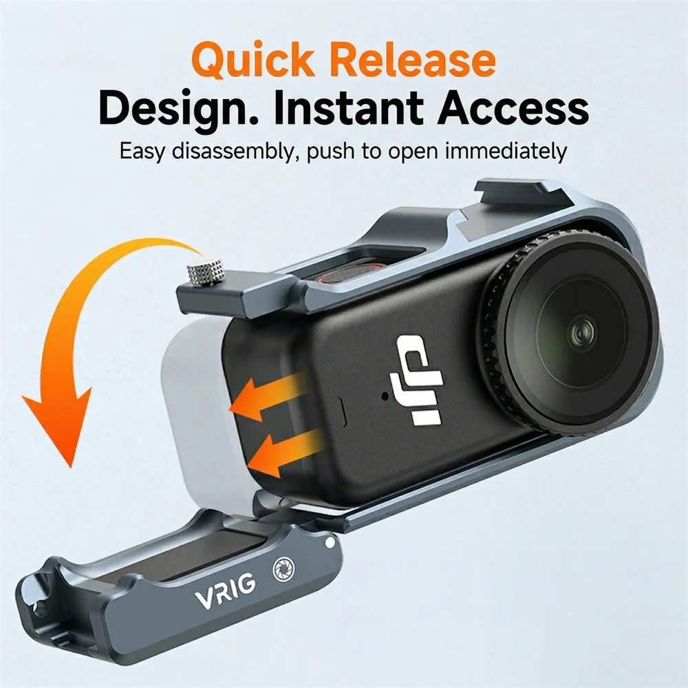 DJI 오즈모 나노 액션 카메라용 VRIG GA-16 마그네틱 카메라 케이지 퀵 릴리스 베이스 충격 방지 프레임 보호 리그(콜드 슈 포함)