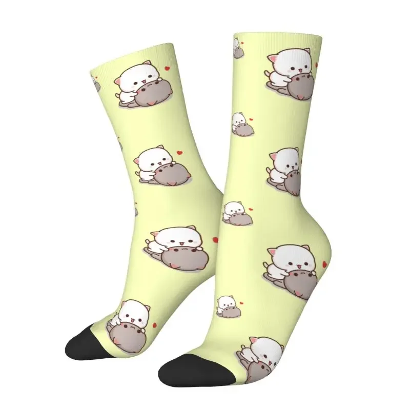 

Cool Peach And Goma Mochi Cat Cuddling Socks Women Men Warm 3D Printing Basketball Sports Socks
