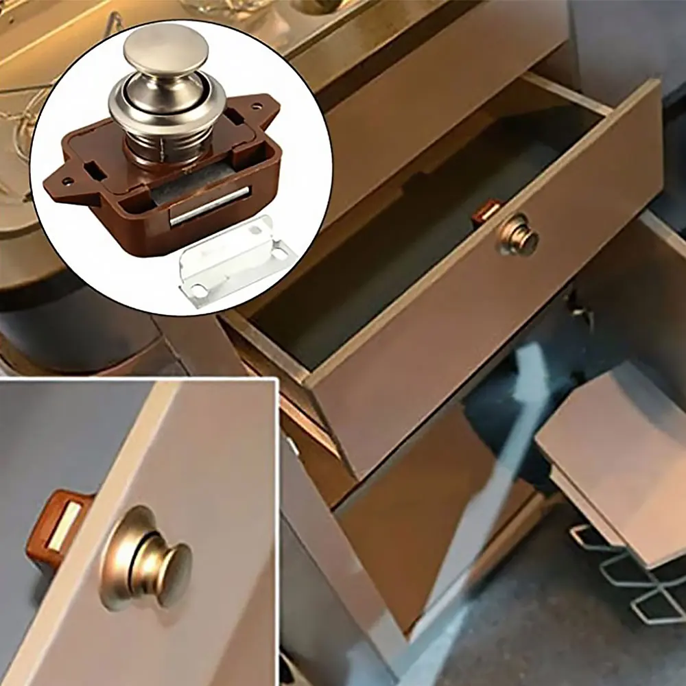 5/10/20pcs Push Button Latch Lock Camper Car Cabinet lock Door RV Catch Knobs Furniture Push Button Drawer Catch Lock Cupboard cabinet door lock drawer lock
