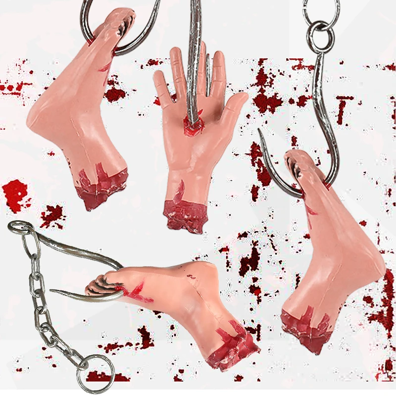 

Halloween Horror Bloody Fake Arm Hand Foot Halloween Party Decoration Hanging Creepy Props Festive Haunted House Decor Supplies