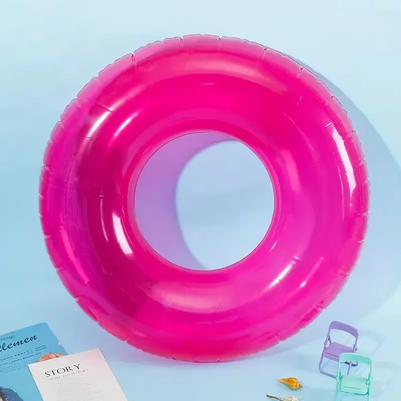 Intox59260 Transparent Swimming Ring Adults Children Water Inflatable Bed Popular Photography Green/Pink/Blue Lifesaving Ring