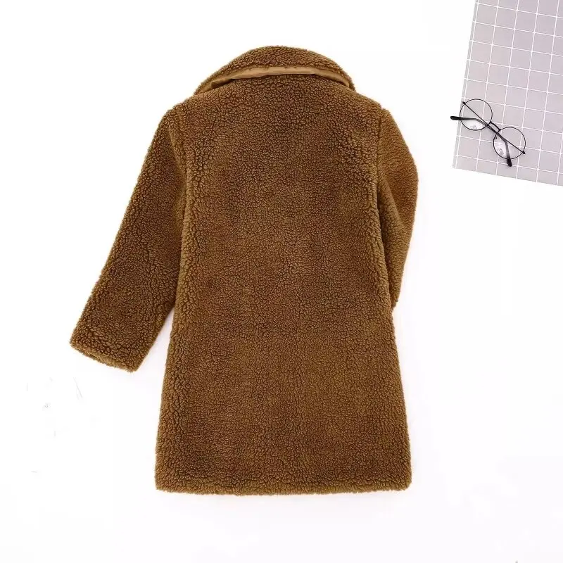 Children's Lamb Wool Cotton Coat Autumn and Winter New Baby Plush Thickened Hooded Jacket for Boys and Girls Warm Wool Sweater