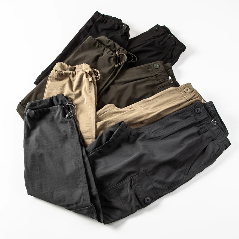 Trendy functional style detachable shorts for spring and summer thin and versatile straight leg men's multi pocket workwear pant 4