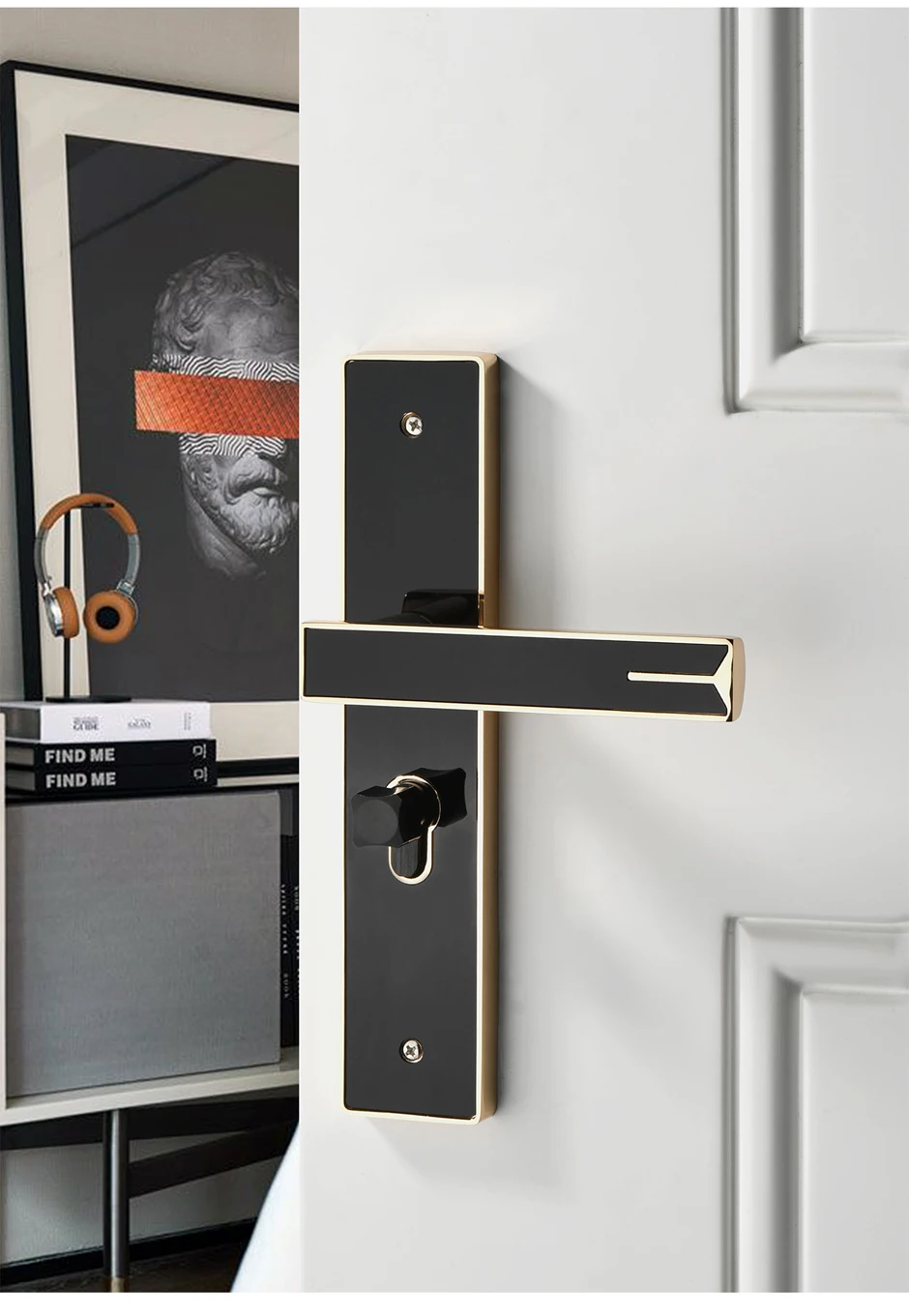 Description Picture 6 of itemSecurity Locks For Home Room Doors Safe House Set of Lock Retro Door Handle House Interior Door hHandle Bedroom Furniture Lock