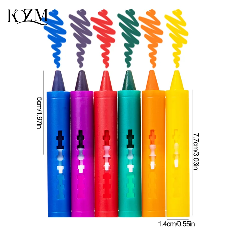 6Pcs 빨 수있는 목욕 크레용 욕조에 다채로운 그림 쉬운 깨끗한 크레용 어린이 다채로운 재미 있은 예술 장난감 낙서 욕실 크레용