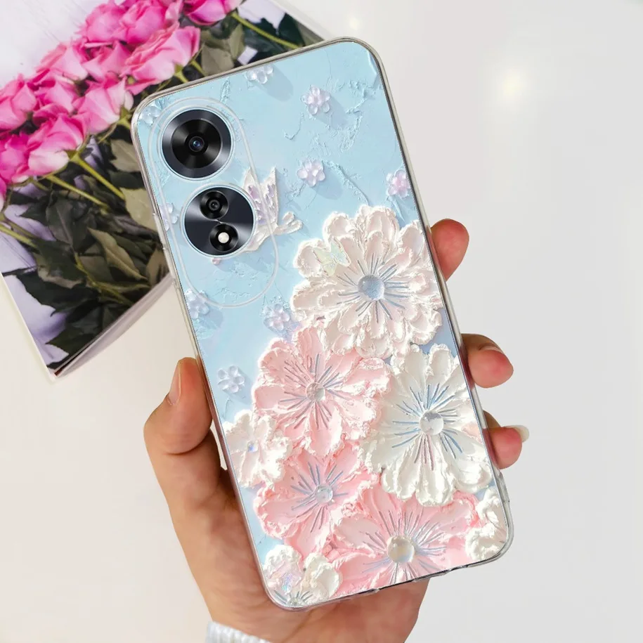 2024 New Stylish Flower Transparent Soft Silicone Slim Back Cover