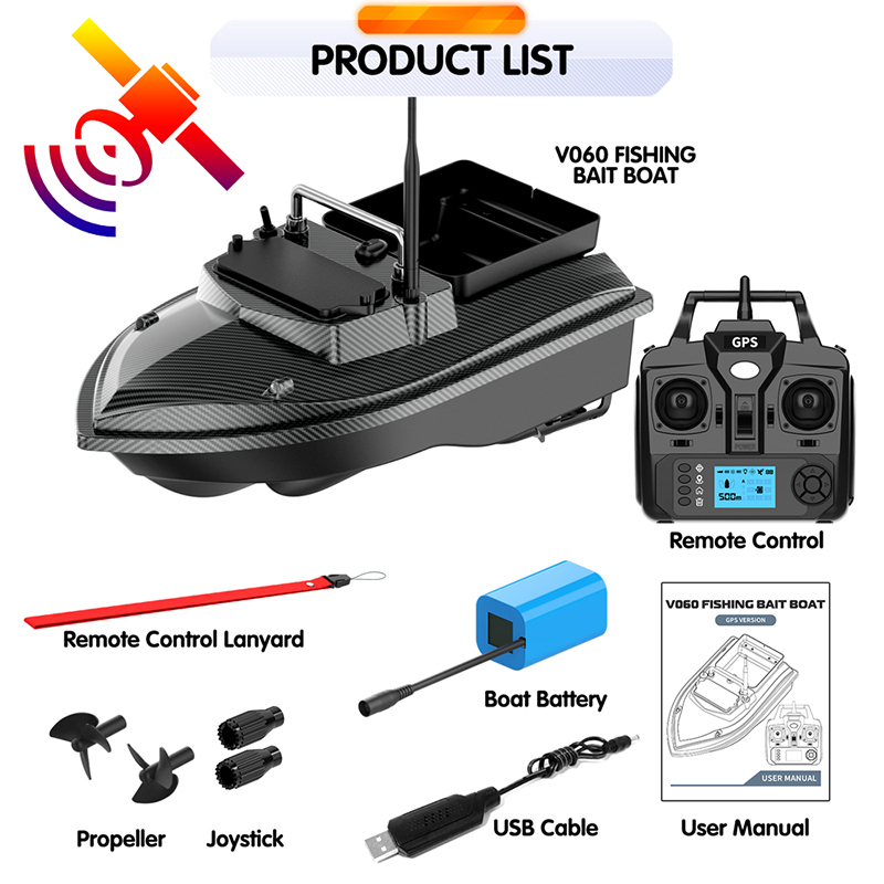 MBLN 5200mAh-30000mAh RC Bait Boat 500 Meters GPS 40 Point Positioning 1 Hoppers 2KG Automatic Return Fishing Bait Boat VX