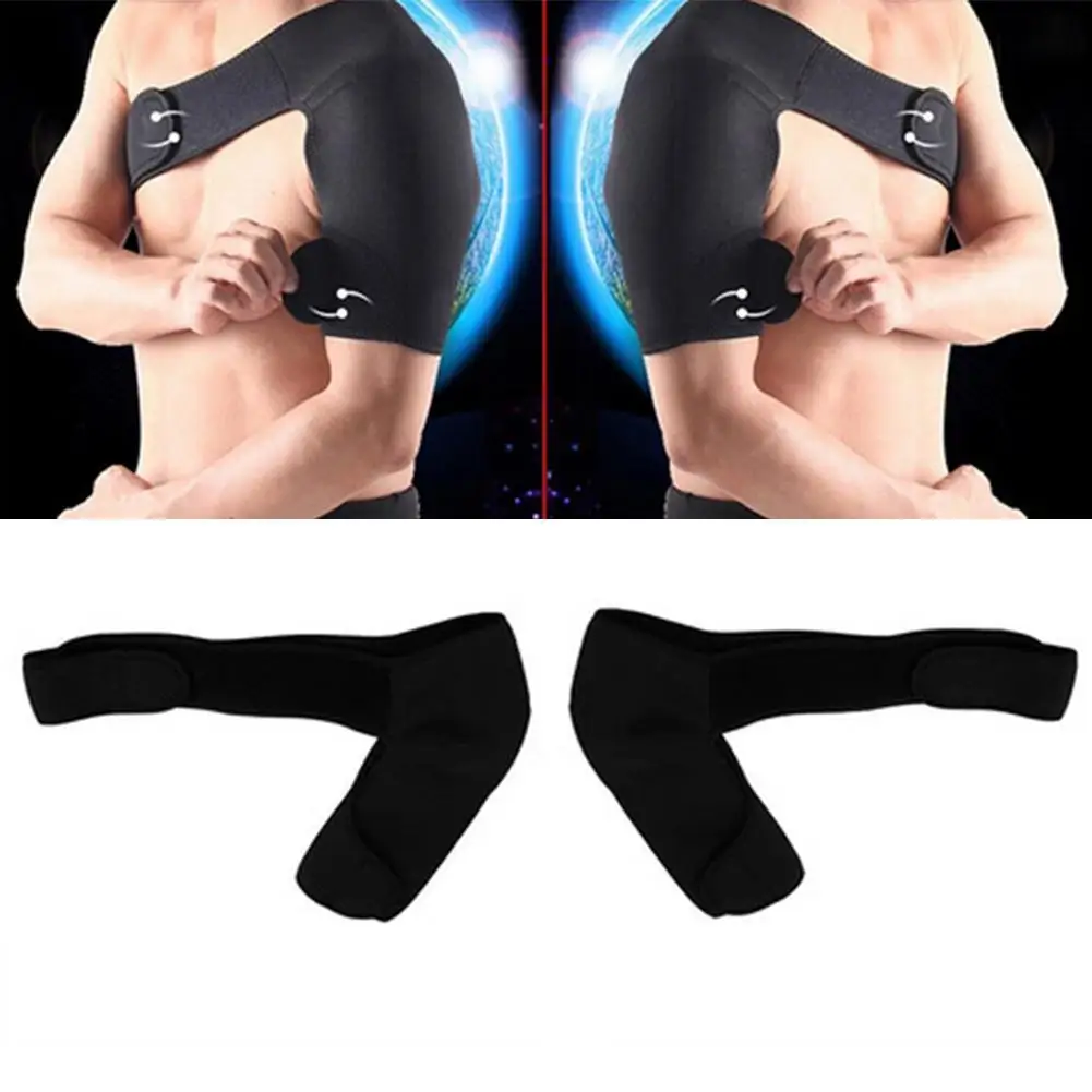 Description Picture 4 of itemAdjustable Gym Sports Care Single Shoulder Support Back Brace Guard Strap Wrap Belt Band Pads Black Bandage Men & Women