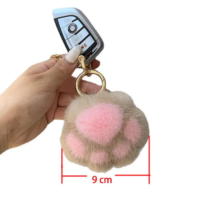 Women Cat Claw Faux Fur Key Chain Charm for Party Gift