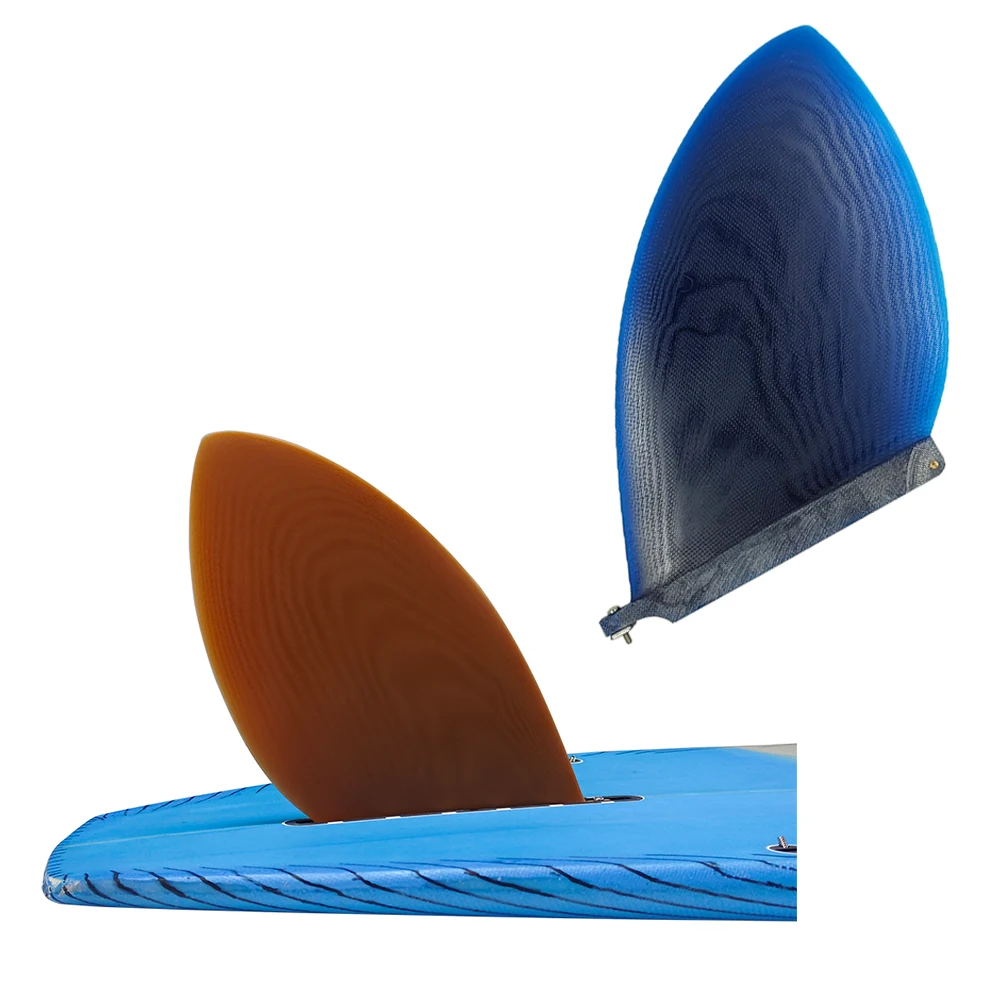 Sup Board 10Length Fin Surfboard Blue/Brown Fibreglass Single Fin Big Surf Fin Quilha With Screw Longboard Paddle Board Thruster