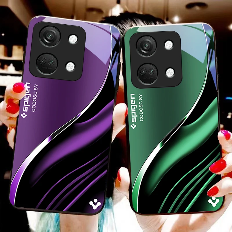 Deep Blue Fashion Hard Shell Tempered Glass Phone Case - Black