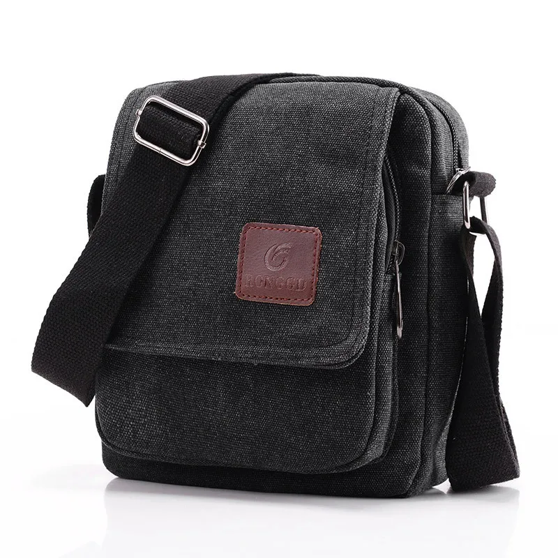 Fashion Casual Men Shoulder Bag Canvas Male Crossbody Messenger Bags High  Quality Small Men's Bag Handbag Fashion Man Purse Bolsas-A-black