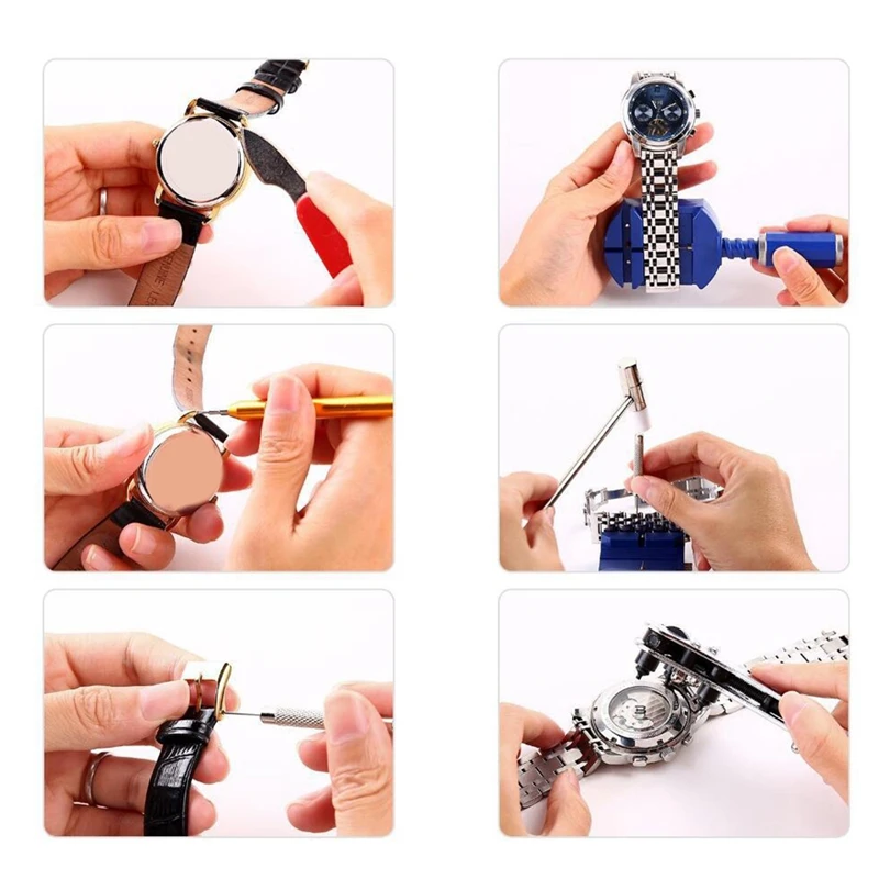 

29Pcs Box Watch Repair Tool Kits Strap Resizing Watch-Maker Home Watch Strap Removal-Fitting Tools