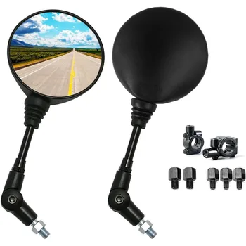 1 Pair of Motorcycle Rearview Mirror Round Foldable M8 M10 for Street Bikes Sport Bikes Scooters Cruisers ATV Motorcycles