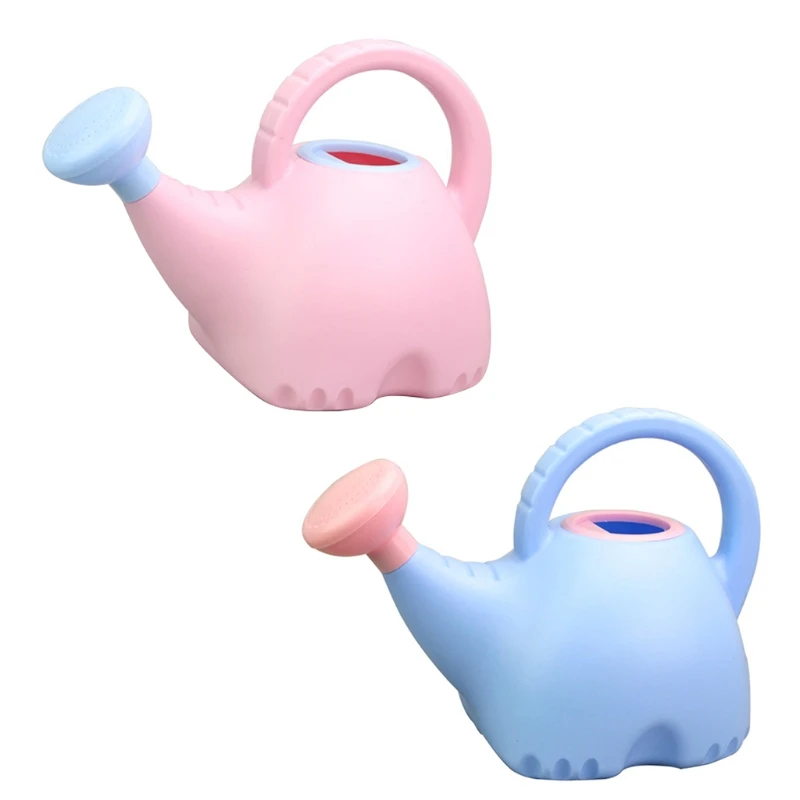 1L Cute Cartoon Elephant Watering Can Children Plastic Long Spout Water Kettle Bottle for Plants Flower Pots Home Patio Lawn Gar