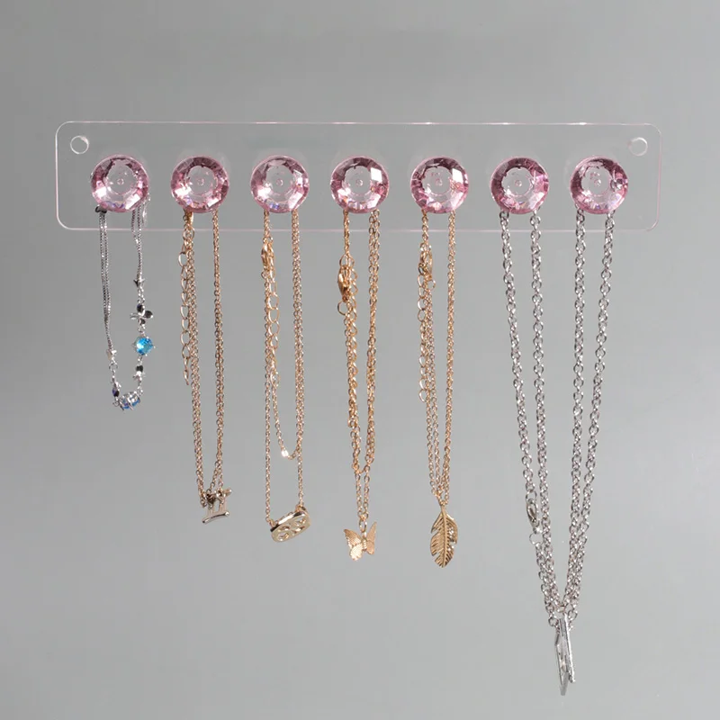 Transparent Hanging Jewelry Rack Necklace Earring Storage Rack Wall Adhesive Organizer Display Stand Jewelry Accessories