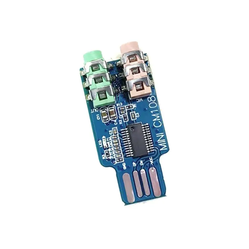 CM108 USB 오디오 인터페이스 모듈 2Pcs 드라이버리스 외부 사운드 카드 24비트 ADC/DAC 3.5Mm 스테레오 잭 I2S