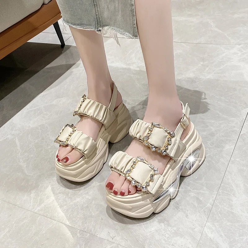 

2023 New Women Sandals Fashion Summer Super High Heels Platform Sandal Solid Non-slip Wedges Shoes for Women Sweet Chunky Shoes