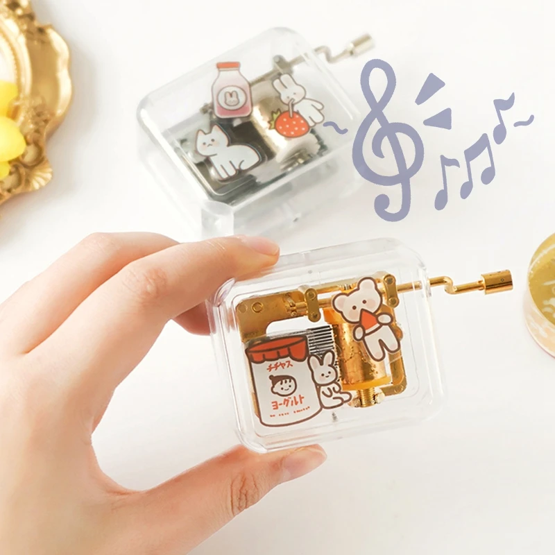 Music Box Mini Creative Acrylic Hand Windup Metal Movement