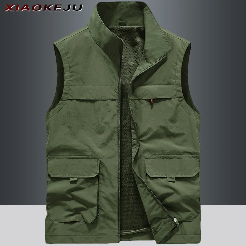 Men's Sleeveless Jacket Jackets Work Vest Summer MAN Motorcyclist Male Coat Tactical Military Climbing Clothing Free Shipping