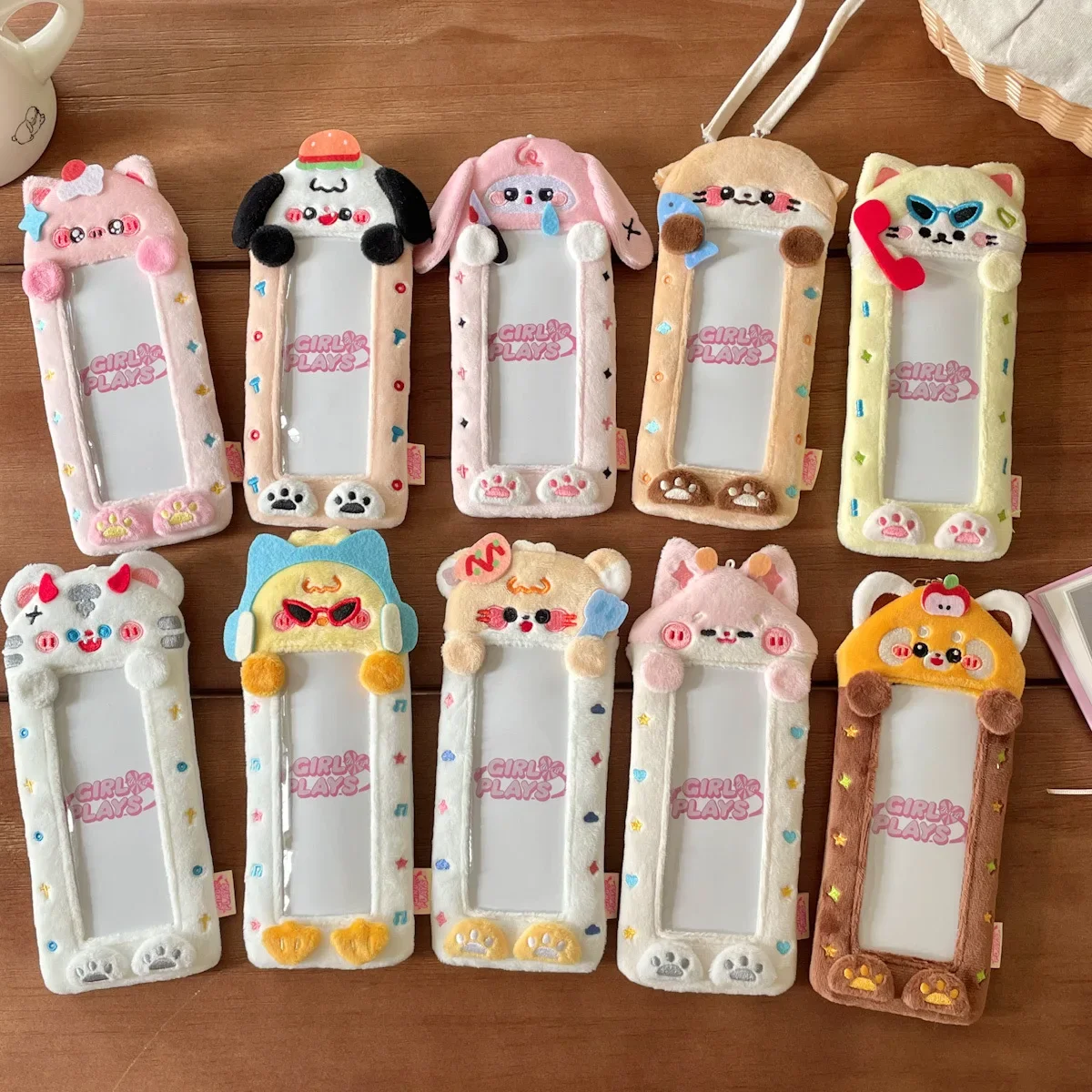 Kawaii Animal Series Fluffy Kpop Photocard Holder Students Cartoon Card Holder Bag Cover Bag Pendant School Stationery