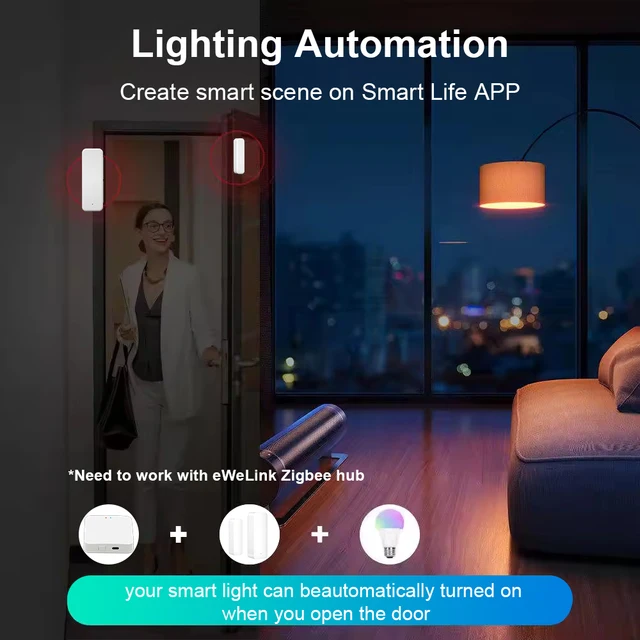 eWelink Zigbee Smart Door And Window Sensor APP Remote Monitoring Home Security Works With Alexa Google Assistant Yandex Alice 4