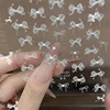 White 5D Pearl Lace Bowknot Wave Lines Nail Stickers Elegant Exquisite Nail Decoration Decals DIY Self Adhesive Transfer Slider 2