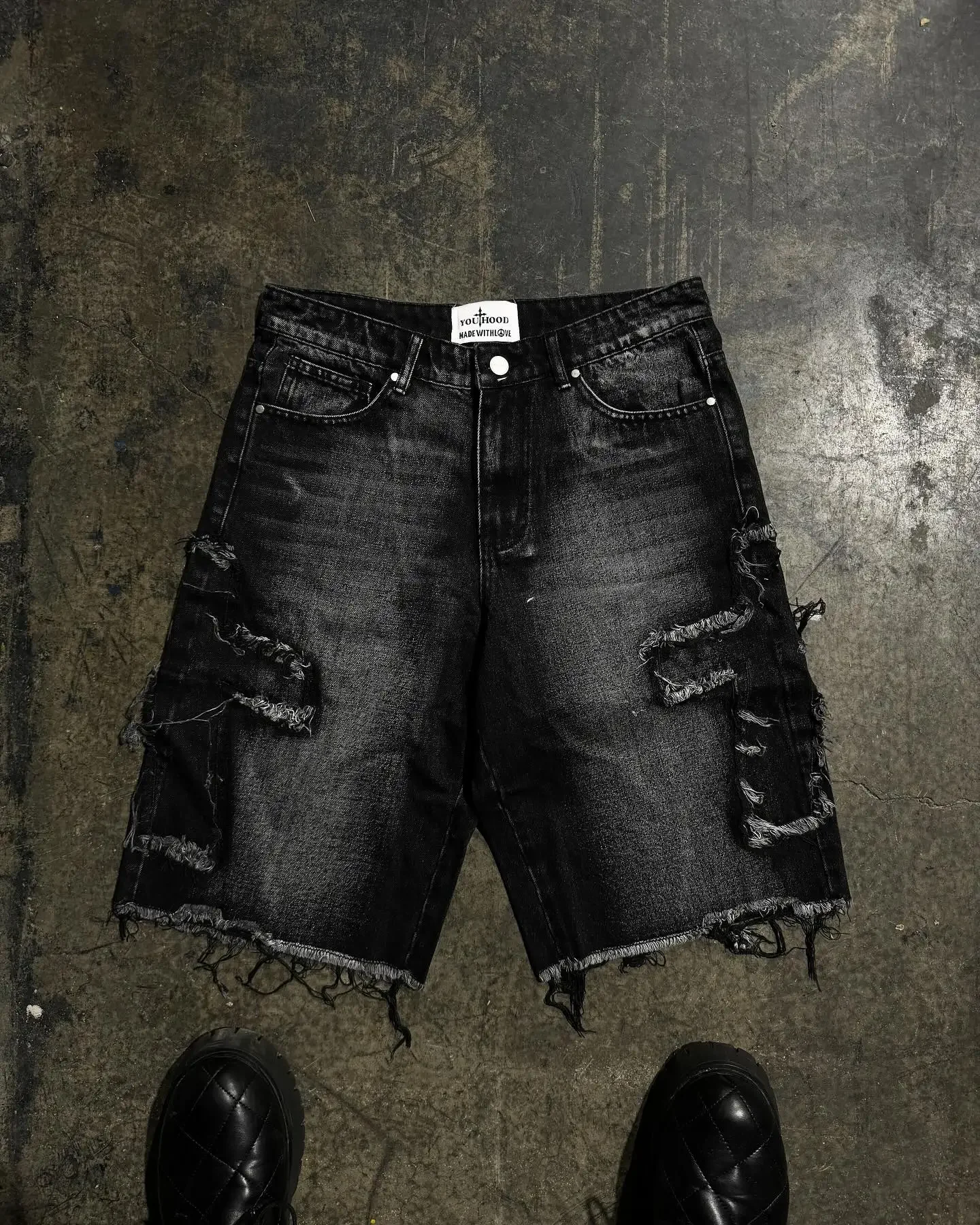 パンツ 00s Designed Baggy Shorts Y2K HIPHOP Ethbox Y2K loose jeans men's shorts casual loose hip-hop