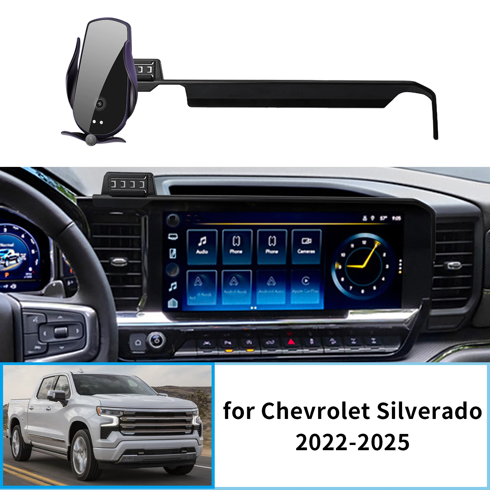 Car Mobile Phone Holder for Chevy Chevrolet Silverado 2025 GPS Bracket Navigation Stand Auto Accessories