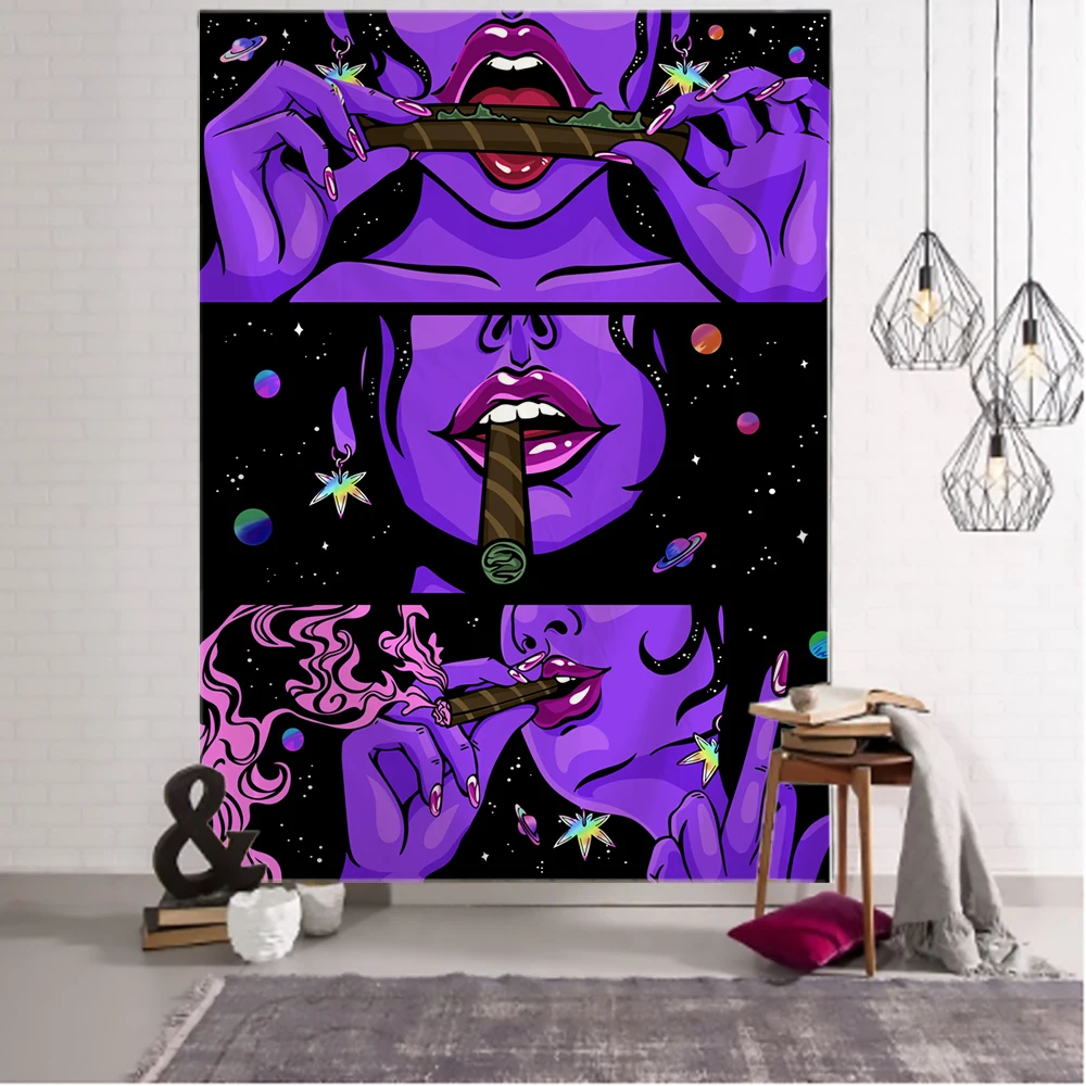 Smoking Girl UV Tapestry y2k Room Decor Bedroom Background Decorative Wall  Blankets - AliExpress