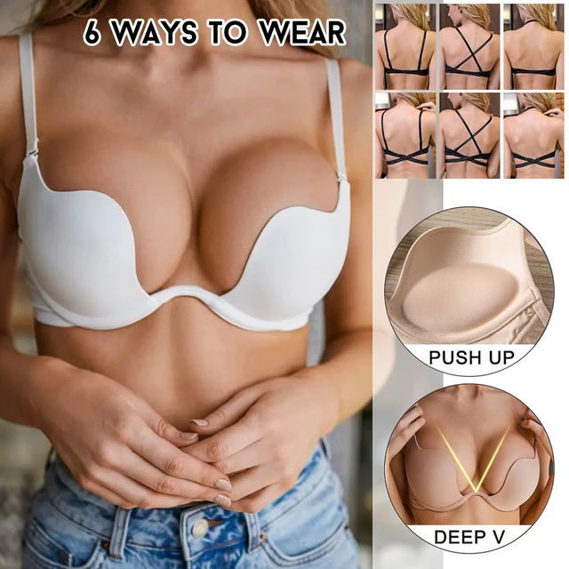 Push Up Bra Backless Women Bras Low Cut Sexy Plunge Back U Open Wedding  Underwear Brassiere Invisible Seamless Lingerie Deep