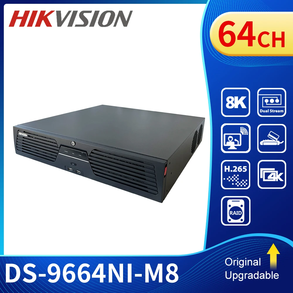 

Hikvision DS-9664NI-M8 64ch NVR 4K 2U 8 SATA POS RAID Network Video Recorder 2-HDMI 2-VGA