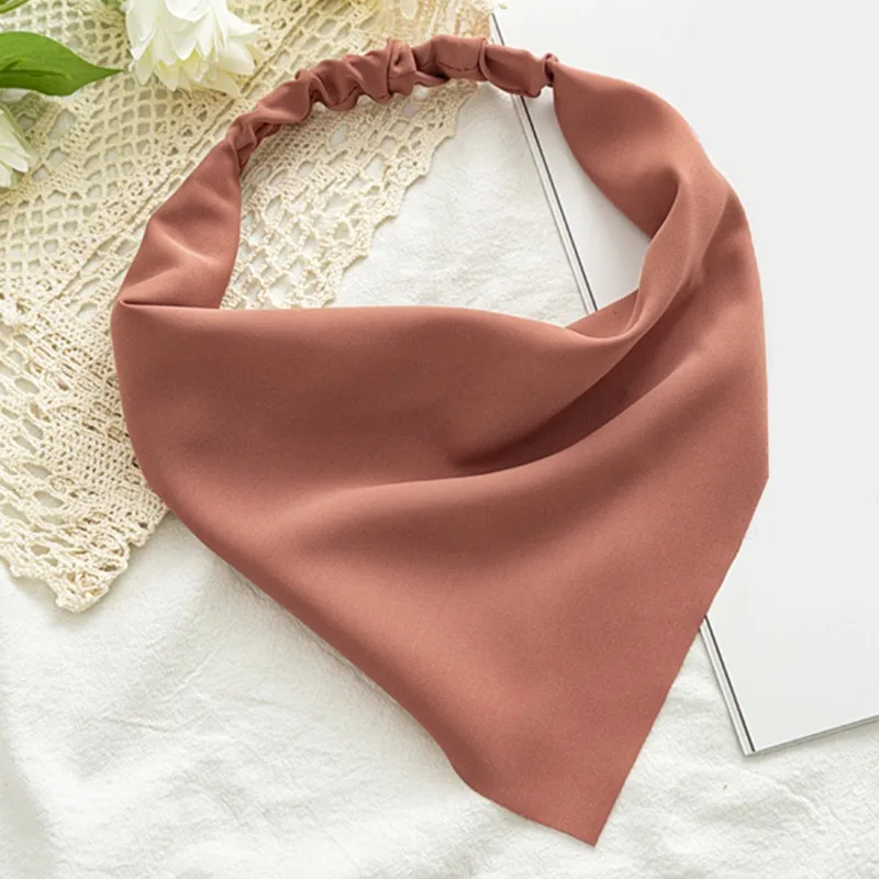 Damen Mädchen Einfarbiger Sommer-Kopfschleier Chiffon Dreieckstücher Frauen Elastisches Haarband Haaraccessoires Kopfbedeckung Ornamente – Detail 12